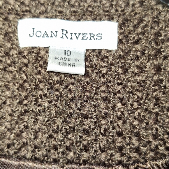 Joan Rivers Brown Nubby Acrylic Wool Blend Blazer Ladies 10 Vintage Career Celeb - Picture 2 of 5